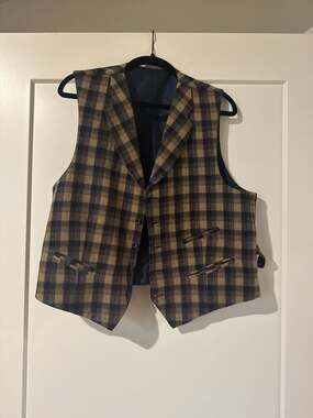 Allen Edmonds Brown and Navy Plaid Wool Vest